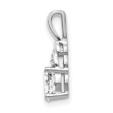 White Topaz Diamond Charm Pendant in Real 14k White Gold