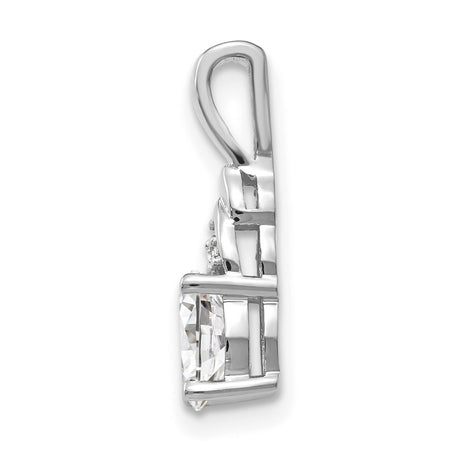 White Topaz Diamond Charm Pendant in Real 14k White Gold