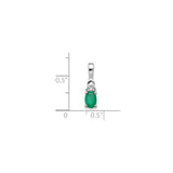 14k White Gold Pendant with Green Emerald and Diamond Accents, Classic May Birthstone Jewelry