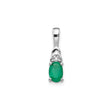 14k White Gold Pendant with Green Emerald and Diamond Accents, Classic May Birthstone Jewelry