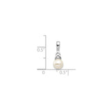 14k White Gold Pendant with Cultured Pearl and Diamond Accent, Classic Round Charm
