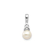 14k White Gold Pendant with Cultured Pearl and Diamond Accent, Classic Round Charm