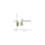 14k White Gold Peridot Stud Earrings with Diamond Accents, Oval Gemstone Design