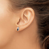 14k White Gold Marquise Cut Blue Sapphire Stud Earrings with Diamond Accents