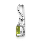 14k White Gold Pendant with Peridot and Diamond Accent, August Birthstone Solitaire Jewelry