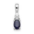 14k White Gold Pendant with Oval Dark Blue Sapphire and Diamond Accent