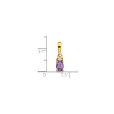 14k Yellow Gold Pendant with Oval Amethyst and Diamond Accent, February Birthstone for Women