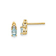 14k Yellow Gold Aquamarine Stud Earrings with Diamond Accents, Oval Cut, March Birthstone