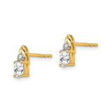 14k Yellow Gold Stud Earrings with Marquise White Topaz and Diamond Accents