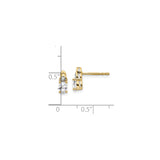 14k Yellow Gold Stud Earrings with Marquise White Topaz and Diamond Accents