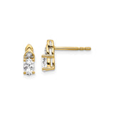 14k Yellow Gold Stud Earrings with Marquise White Topaz and Diamond Accents