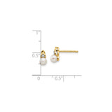 14k Yellow Gold Stud Earrings with Cultured Pearls and Diamond Accents, Leaf-Inspired Design