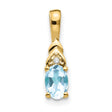 14k Yellow Gold Pendant with Oval Aquamarine and Diamond Accent, March Birthstone Jewelry