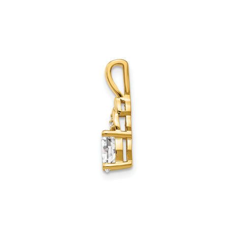 14k Yellow Gold Pendant with Oval White Topaz and Diamond Accent, Solitaire Style for Women