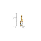 14k Yellow Gold Pendant with Oval White Topaz and Diamond Accent, Solitaire Style for Women