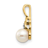 14k Yellow Gold Pendant with White Pearl and Diamond Accent, Classic Womens Jewelry