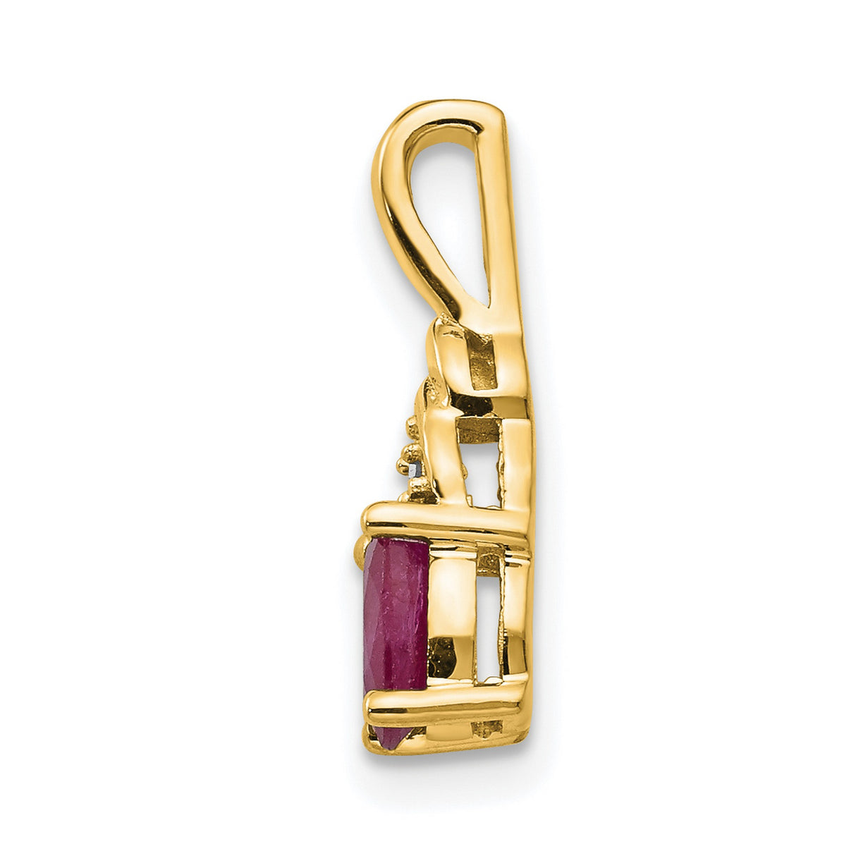 14k Yellow Gold Pendant with Oval Cut Ruby and Diamond Accent, Romantic Jewelry for Women