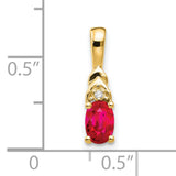 14k Yellow Gold Pendant with Oval Cut Ruby and Diamond Accent, Romantic Jewelry for Women