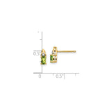 14k Yellow Gold Stud Earrings with Oval Peridot and Diamond Accents, August Birthstone Jewelry