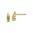 14k Yellow Gold Stud Earrings with Oval Peridot and Diamond Accents, August Birthstone Jewelry