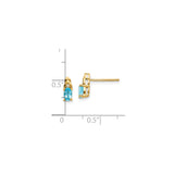 14k Yellow Gold Stud Earrings with Oval Swiss Blue Topaz and Diamond Accent
