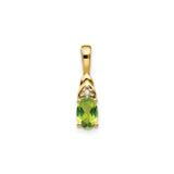 14k Yellow Gold Pendant with Oval-Cut Peridot and Diamond Accent, Modern August Birthstone Jewelry