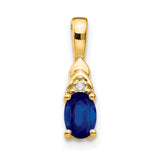 14k Yellow Gold Pendant with Oval Blue Sapphire and Diamond Accent, Classic Charm for Women