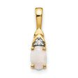 14k Yellow Gold Pendant with Oval White Opal and Diamond Accent, Dainty Charm for Women