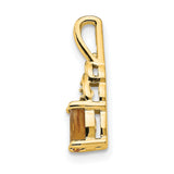 14k Yellow Gold Pendant with Oval Citrine and Diamond Accent, Minimalist November Birthstone Jewelry