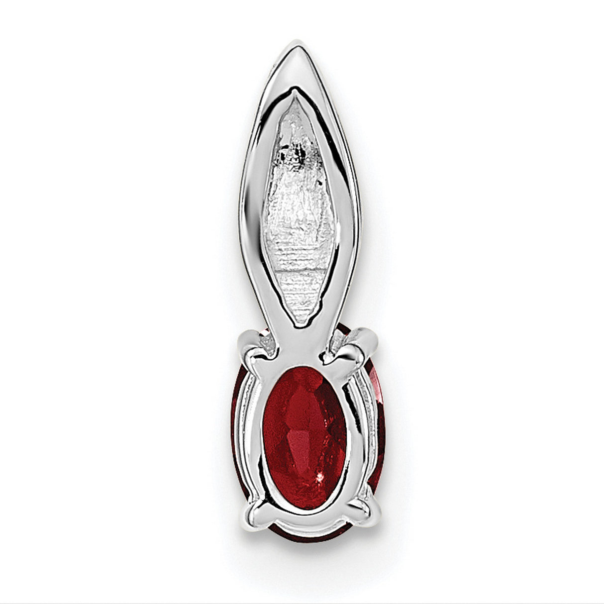 Garnet Diamond Charm Pendant in Real 14k White Gold