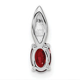 Garnet Diamond Charm Pendant in Real 14k White Gold