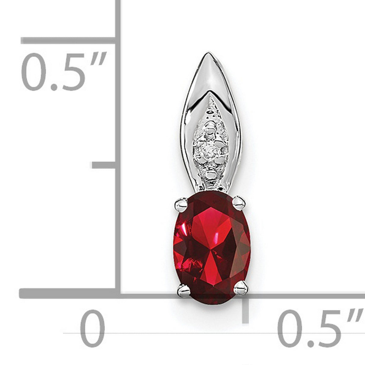 Garnet Diamond Charm Pendant in Real 14k White Gold