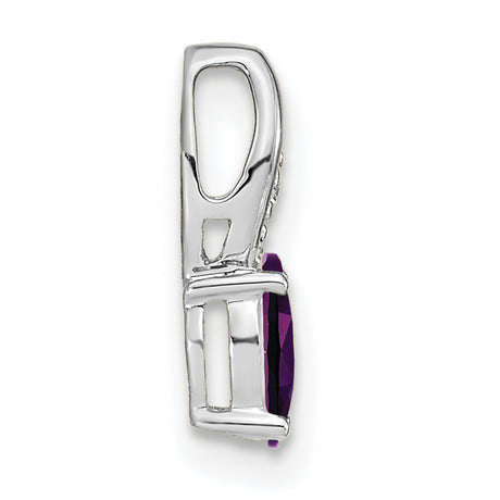 Amethyst Diamond Charm Pendant in Real 14k White Gold