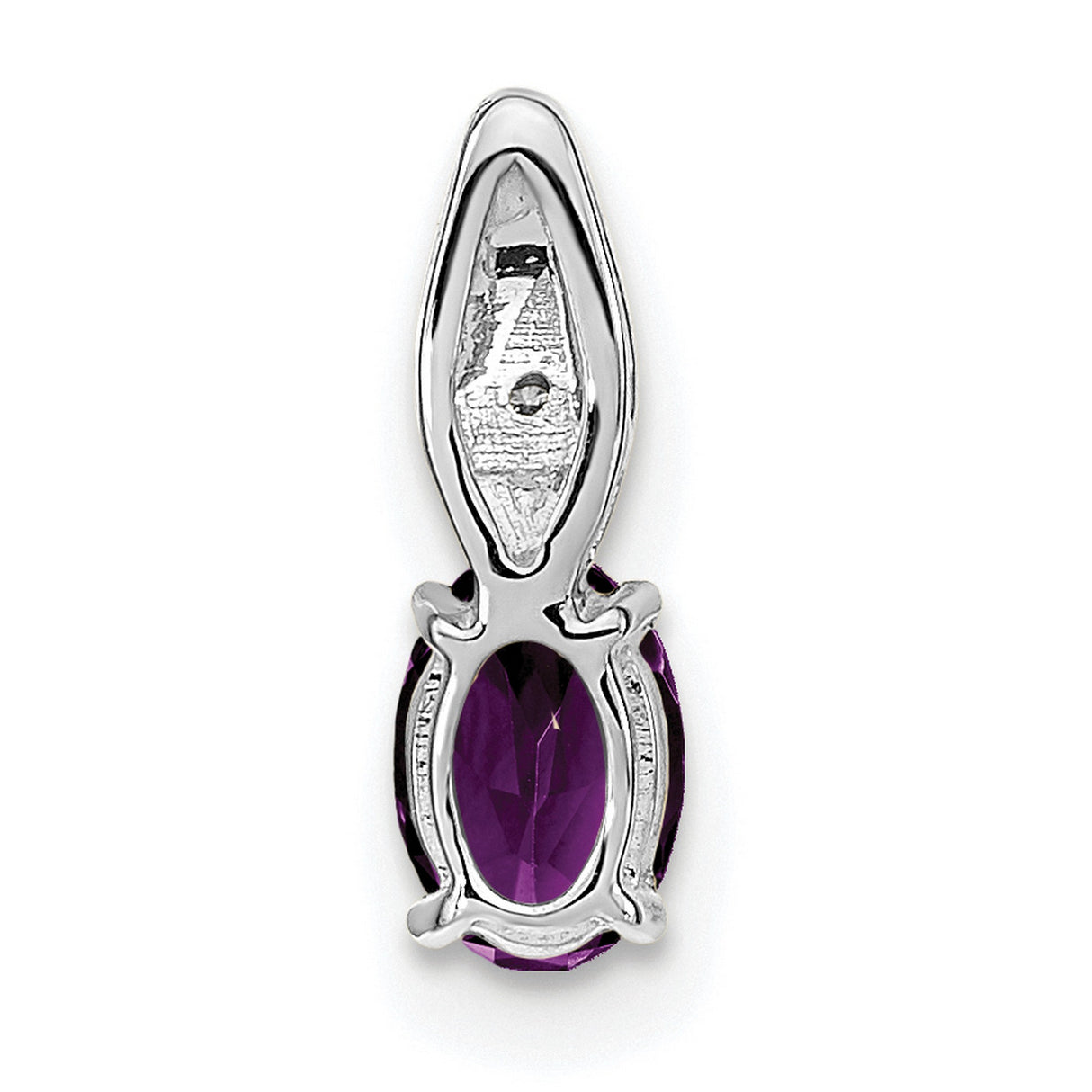 Amethyst Diamond Charm Pendant in Real 14k White Gold