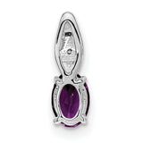 Amethyst Diamond Charm Pendant in Real 14k White Gold