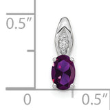 Amethyst Diamond Charm Pendant in Real 14k White Gold