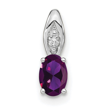 Amethyst Diamond Charm Pendant in Real 14k White Gold