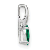 Emerald Diamond Charm Pendant in Real 14k White Gold