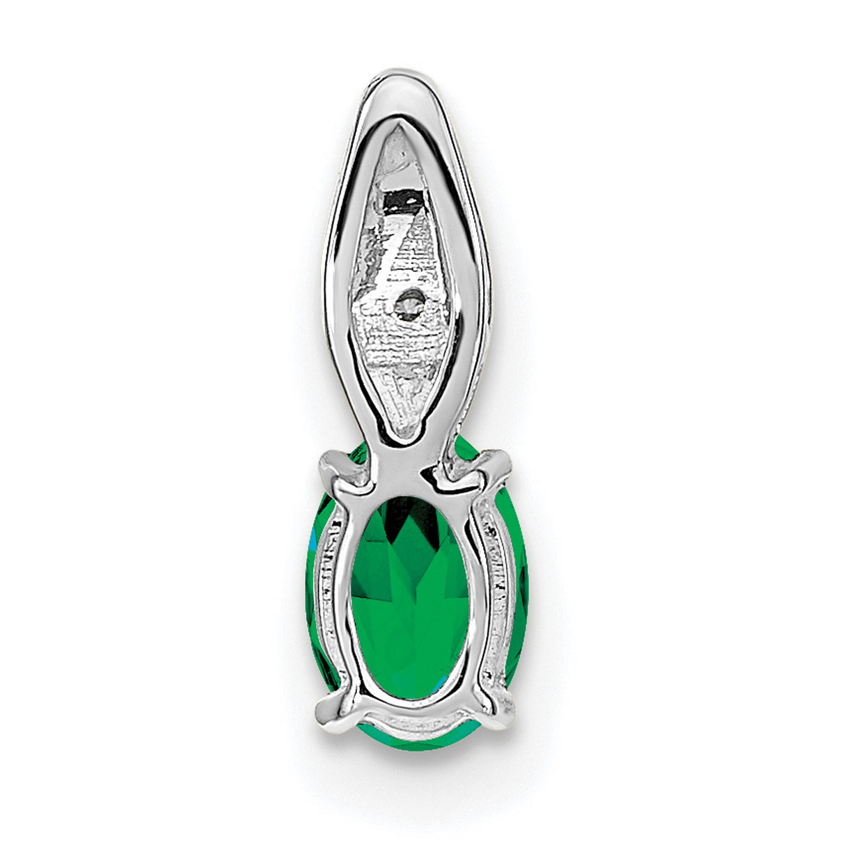 Emerald Diamond Charm Pendant in Real 14k White Gold