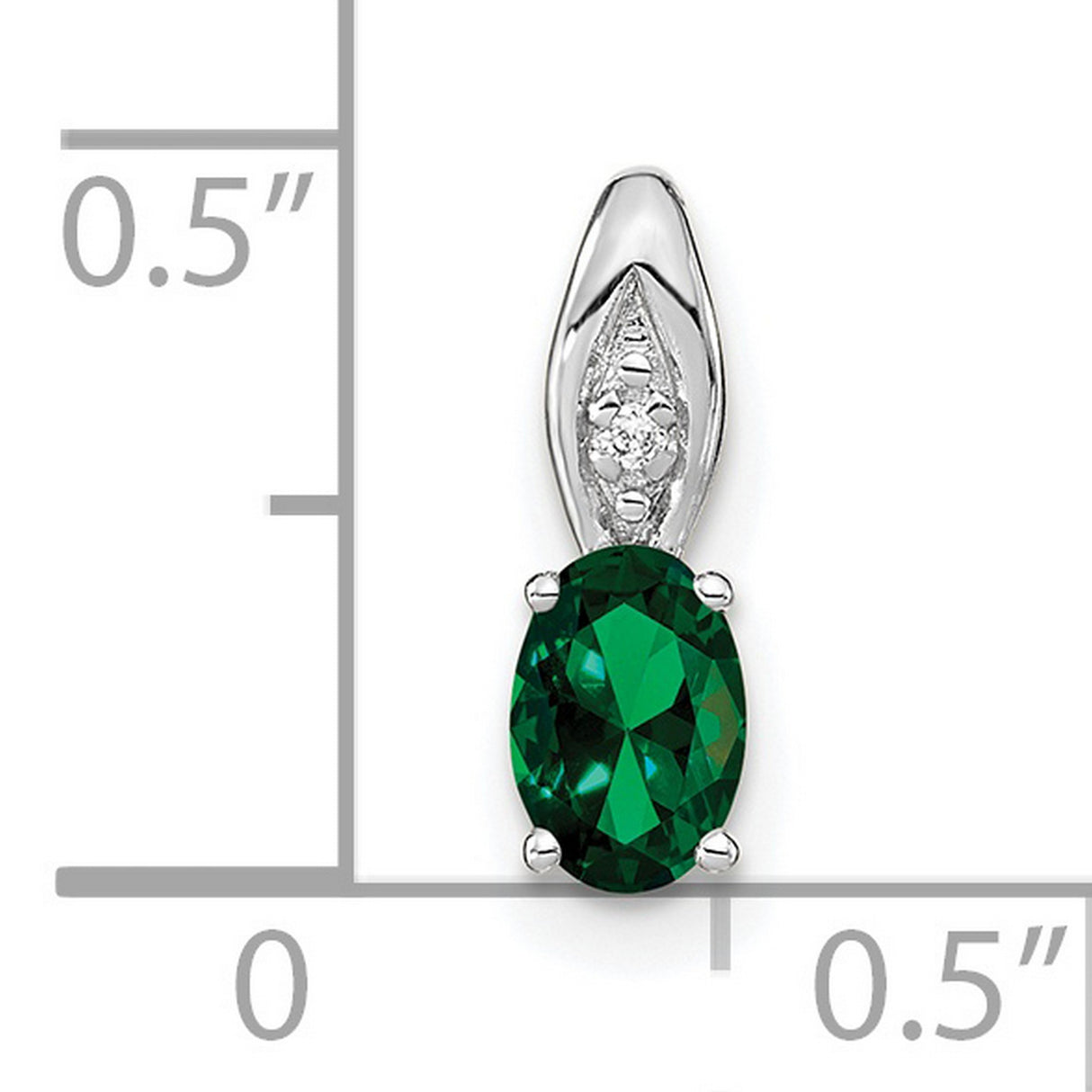 Emerald Diamond Charm Pendant in Real 14k White Gold