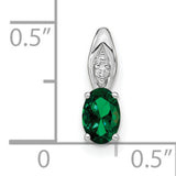 Emerald Diamond Charm Pendant in Real 14k White Gold