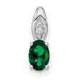 Emerald Diamond Charm Pendant in Real 14k White Gold