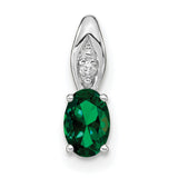 Emerald Diamond Charm Pendant in Real 14k White Gold
