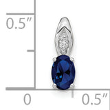Sapphire Diamond Charm Pendant in Real 14k White Gold