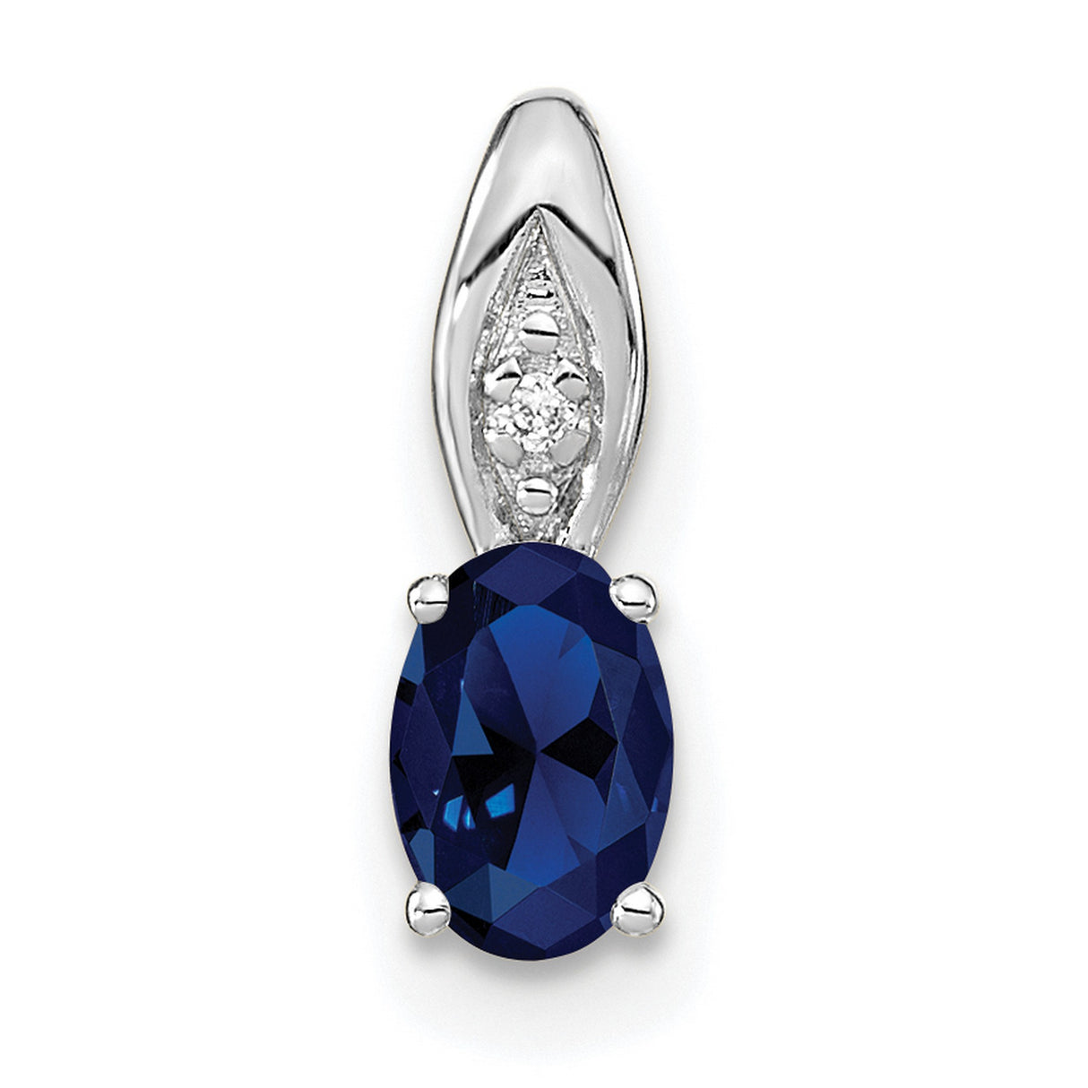 Sapphire Diamond Charm Pendant in Real 14k White Gold