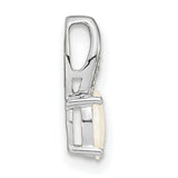 Opal Diamond Charm Pendant in Real 14k White Gold