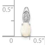 Opal Diamond Charm Pendant in Real 14k White Gold