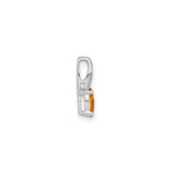 14k White Gold Pendant with Citrine and Diamond Accent in Teardrop Setting