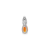 14k White Gold Pendant with Citrine and Diamond Accent in Teardrop Setting