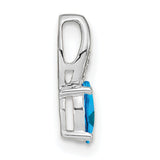 Blue Topaz Diamond Charm Pendant in Real 14k White Gold
